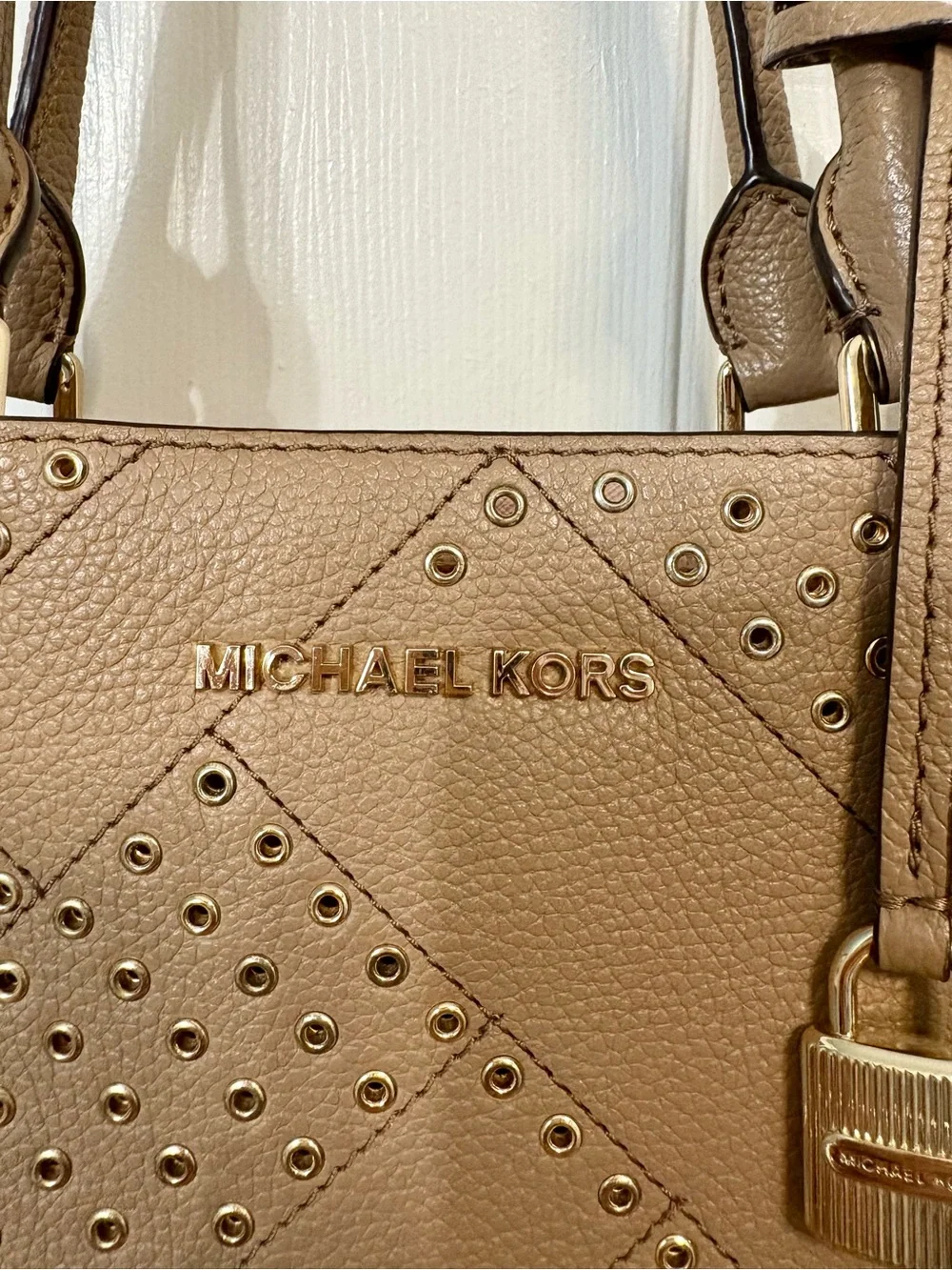 Michael Kors Tan Leather Perforated Satchel
